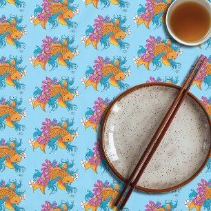 Toalha De Mesa Koi Fish Lotus Cherry Blossoms