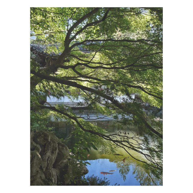 Toalha De Mesa Koi Pond no Jardim Chinês (Frente)