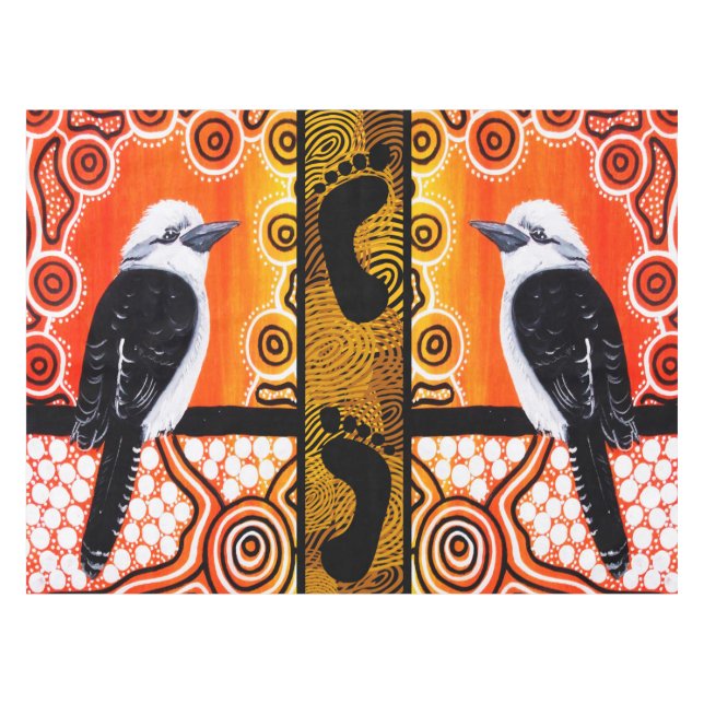 Toalha De Mesa Kookaburra Sonhando Arte Aboriginal Tablecloth (Frente (Horizontal))