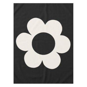Toalha De Mesa La Fleur 06 Floral Retro Preto E Flor Branca