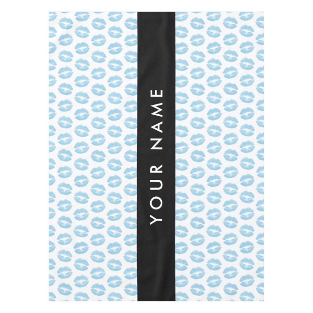 Toalha De Mesa Lábios Azuis, Beijo, Batom, Seu Nome, Personalizar (Frente)