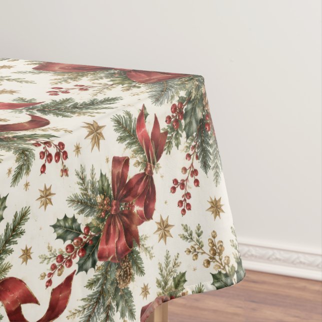 Toalha De Mesa Laços e Fitas de Natal Luxuosos (Posição Original)