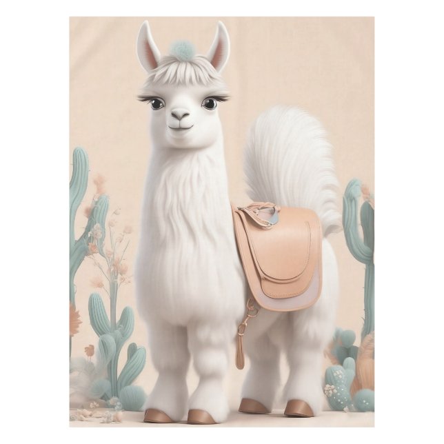 Toalha De Mesa Lama com sela no deserto (Frente)