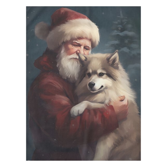 Toalha De Mesa Lapphund Santa Claus Festivo (Frente)