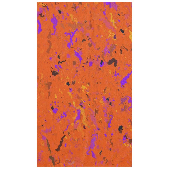 Toalha De Mesa Laranja, Amarelo, Roxo e Abstrato preto (Frente)