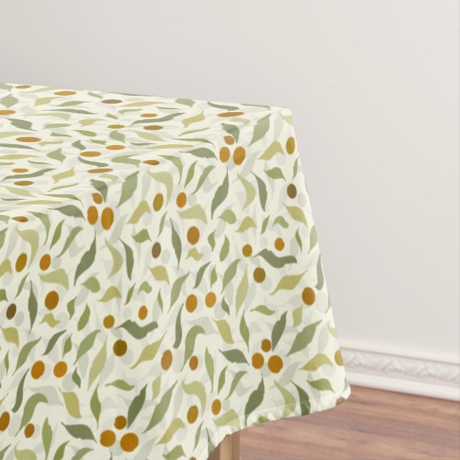 Toalha De Mesa Laranja Berries e Folhas no creme - padrão. (Posição Original)