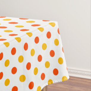 Toalha De Mesa Laranja e Amarelo Bolinhas Branco
