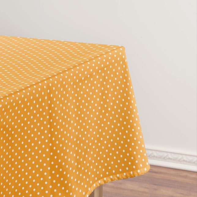 Toalha De Mesa Laranja e Branco Bolinhas (Posição Original)