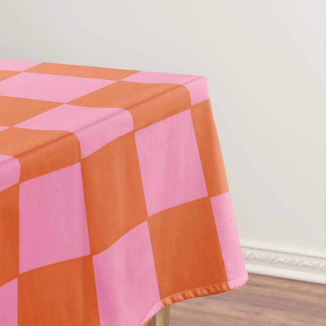Toalha De Mesa Laranja e Rosa Verificados (Posição Original)
