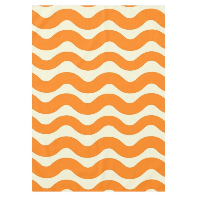Toalha De Mesa Laranja Groovy Wavy Stripe Abstrato moderno Primav (Frente)