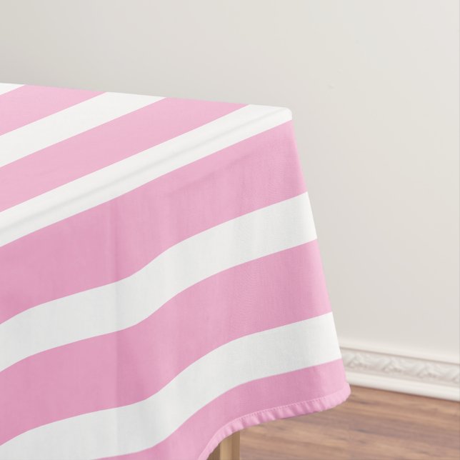 Toalha De Mesa Lavanda Rosa Branco Listrado Horizontal Simples (Posição Original)