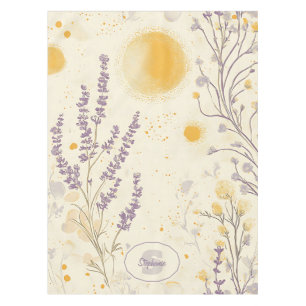 Toalha De Mesa Lavanda Whimsical e Padrão Floral Amarelo