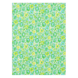 Toalha De Mesa Leão Amarelo e Verde Préppy com Flores Costeiras