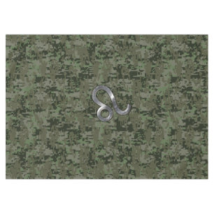 Toalha De Mesa Leão Zodiac - Sinal sobre a Camo Digital Verde-ol