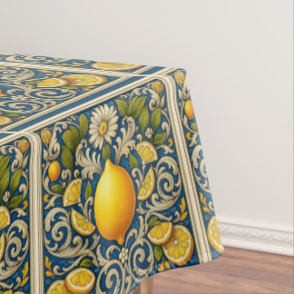 Toalha De Mesa Lemon Amalfi Blue Mediterranean Art Nouveau