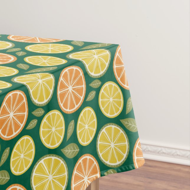 Toalha De Mesa Lemon yellow orange  Pattern green (Posição Original)