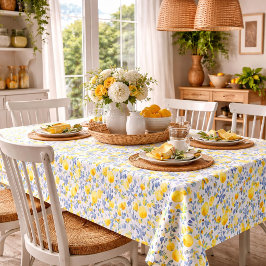 Toalha De Mesa Lemons Blue Mediterranean
