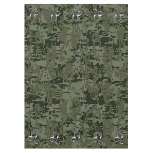 Toalha De Mesa Leo Zodiac Sinal na Camo Digital Verde-Oliva