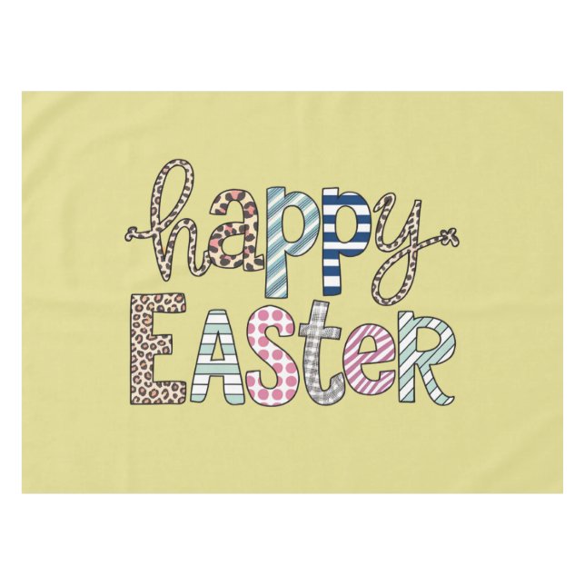 Toalha De Mesa Leopardo-Primavera de-coelhinho-Floral-felz pascoa (Frente (Horizontal))