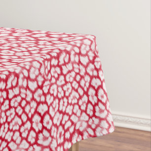 Toalha De Mesa Leopardo vermelho e branco