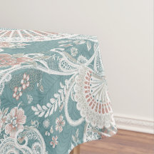 Leques Vitorianos Elegantes de Renda Floral Teal