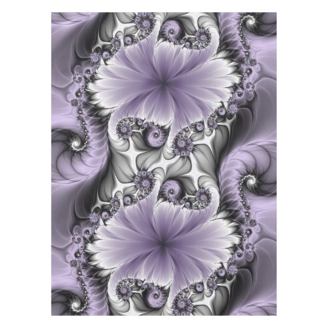 Toalha De Mesa Lilac Illusion Abstrato Floral Fractal Art Fantasy (Frente)