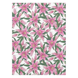 Toalha De Mesa Lilases em Flor em Rosa Pastel sobre Branco