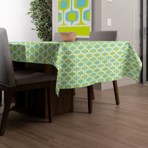 Toalha De Mesa Limão do século médio e Ovais e Círculos Aqua
