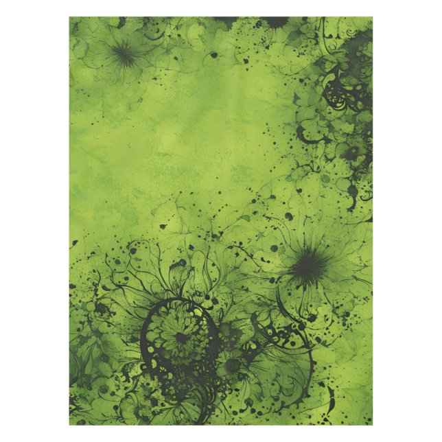 Toalha De Mesa Lime Verde Grunge com Acentos Pretos (Frente)