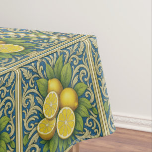 Toalha De Mesa Limonado Amalfi Azul Mediterrâneo Art Nouveau