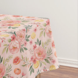 Toalha De Mesa Limonete Peônia cor-de-rosa floral Padrão rústico