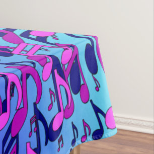 Toalha De Mesa Linda música Colorida Notas Retiradas Rosa Aqua 