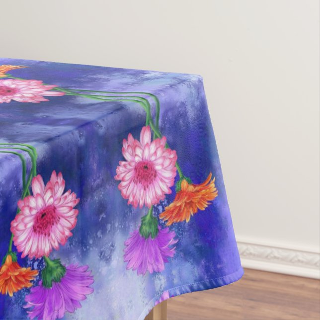 Toalha De Mesa Linda pintura Gerberas Tablecloth de Três Cores (Posição Original)