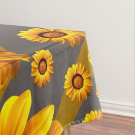 Toalha De Mesa Lindas flores amarelas nas cinzas, listras de ouro