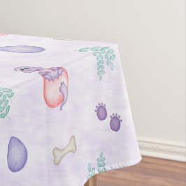 Toalha De Mesa Lindo Dinossauro Roxo de Aniversário Infantil