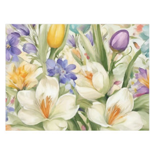Toalha De Mesa Lindos Crocos Brancos, С Aromáticas Flores de prim