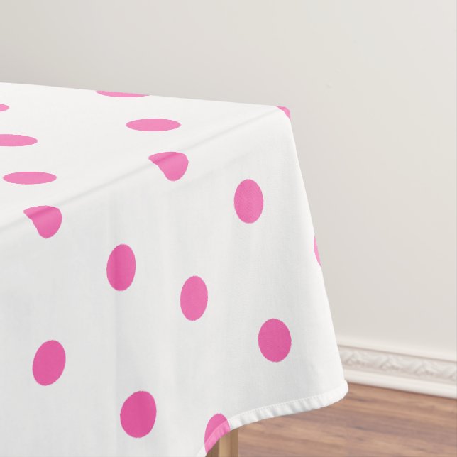 Toalha De Mesa Lindos Pontos Pintados de Rosa Branco (Posição Original)