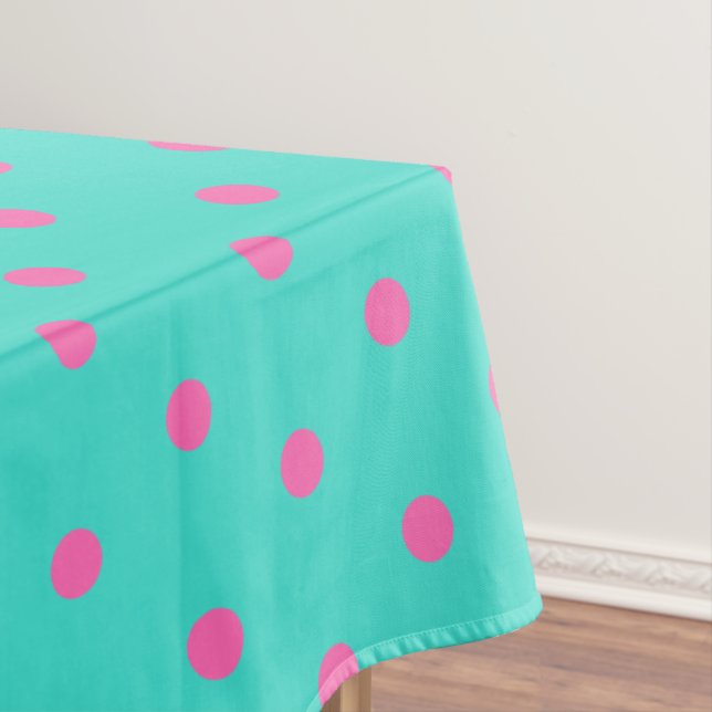 Toalha De Mesa Lindos Pontos Turquesa Azul Rosa (Posição Original)