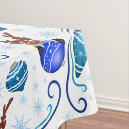 Toalha De Mesa Lindos Renaudinhos de Natal para Crianças Azuis