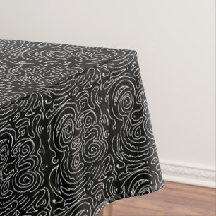 Toalha De Mesa Linhas Abstrato brancas suaves na mesa preta