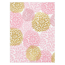 Linho de mesa floral Dourado Rosa Dahlia