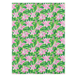 Toalha De Mesa Lírio Rosa Préppy Flora Greenery Chic Festa de Jar