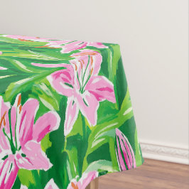 Toalha De Mesa Lírio Rosa Préppy Flora Greenery Chic Festa de Jar