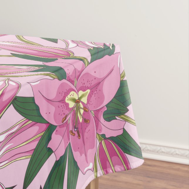 Toalha De Mesa Lírios Sangrentos de Rosa Pastel (Posição Original)