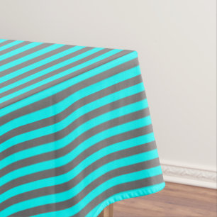 Toalha De Mesa Listra Azul Água e Cinza