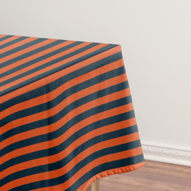 Toalha De Mesa Listra Azul Marinho e Laranja (Posição Original)