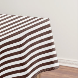 Toalha De Mesa Listra Marrom e Branca