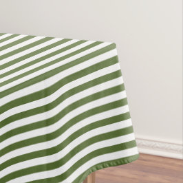 Toalha De Mesa Listra Verde Oliva e Branco