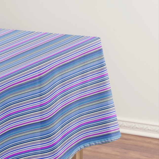 Toalha De Mesa Listras azuis violetas, brancas (Posição Original)