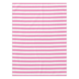 Toalha De Mesa Listras Brancas e Rosa Clássicas